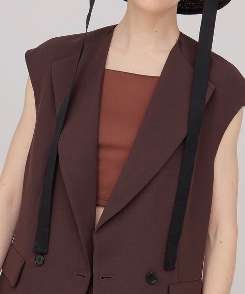 DRESSLAVE(ドレスレイブ)の「double breast gilet(ダブルブレストジレ)(その他アウター・レディース・ブラウン/チャコールグレー・38)」の18枚目の写真