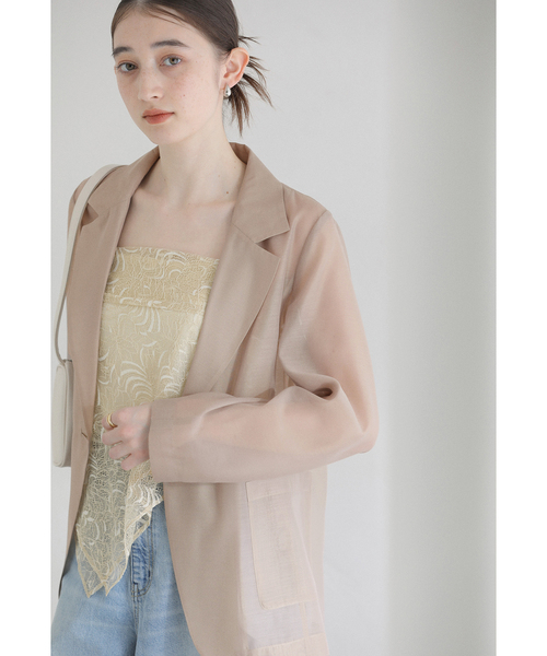 La TOTALITE(ラトータリテ)の「【洗える】ウォッシャブルシングルシアージャケット(テーラードジャケット・レディース・ブラック/ベージュ/ベージュ系その他・36/38)」の2枚目の写真