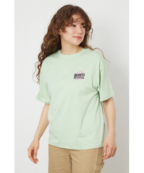 RODEO CROWNS WIDE BOWL(ロデオクラウンズワイドボウル)の「Flower Bloom Embroidery Tシャツ(Tシャツ/カットソー・レディース・ブラック/ライトピンク/オフホワイト/ライトグリーン・SMALL/MEDIUM)」の7枚目の写真