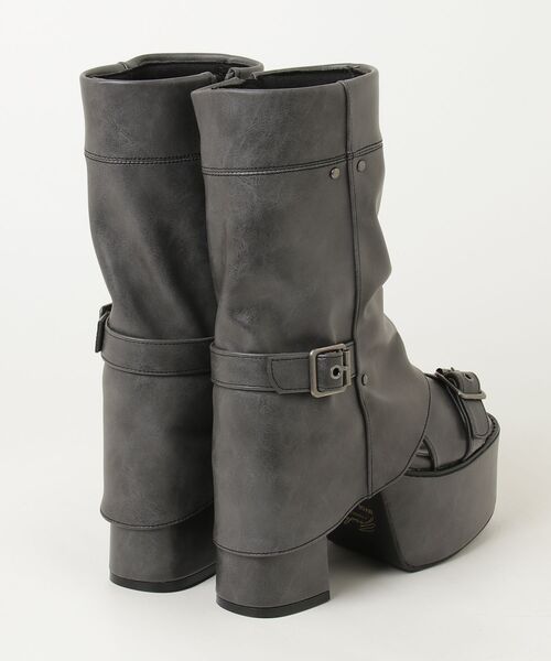 YOSUKE（ヨースケ）の「ヨースケYOSUKEウィメンズ厚底オープントゥチャンキーヒールレッグカバーブーツサンダル2820062（サンダル・レディース・ブラック/ホワイト/ダークグレー/ブラック×レッド・S/LL/L/M）」の5枚目の写真