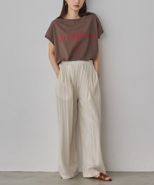hunch(ハンチ)の「前後2WAY フレンチオーバーロゴTシャツ(Tシャツ/カットソー・レディース・イエロー/チャコール/オフホワイト/ブラウン・FREE)」の8枚目の写真