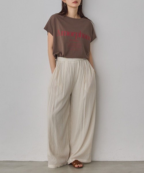 hunch(ハンチ)の「前後2WAY フレンチオーバーロゴTシャツ(Tシャツ/カットソー・レディース・イエロー/チャコール/オフホワイト/ブラウン・FREE)」の10枚目の写真