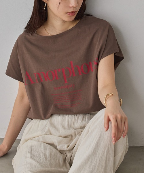 hunch(ハンチ)の「前後2WAY フレンチオーバーロゴTシャツ(Tシャツ/カットソー・レディース・イエロー/チャコール/オフホワイト/ブラウン・FREE)」の5枚目の写真