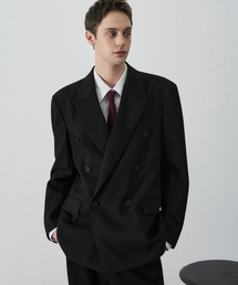 DRAW FIT（ドローフィット）の「ダブウールテーラードダブルブレザー[ブラック]（テーラードジャケット）」