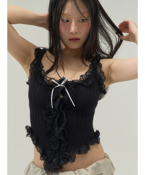 Sorry,Too Much Love(ソーリートゥーマッチラブ)の「Corset Hemline Lace Panel Tank_Black(その他トップス・レディース・その他・FREE)」の1枚目の写真