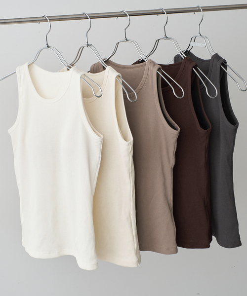 Spick & Span（スピックアンドスパン）の「カップ付きT/Cアメスリタンク（タンクトップ・レディース・ホワイト系その他/ブラウン/モカ/アイボリー/チャコールグレー・36/38）」の6枚目の写真