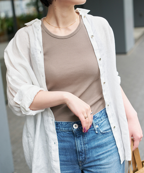 Spick & Span（スピックアンドスパン）の「カップ付きT/Cアメスリタンク（タンクトップ・レディース・ホワイト系その他/ブラウン/モカ/アイボリー/チャコールグレー・36/38）」の17枚目の写真