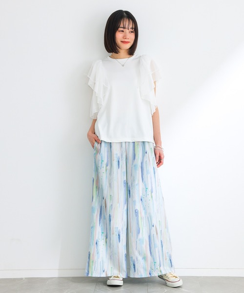 n'OrLABEL(ノアールレーベル)の「【接触冷感】水彩プリントワイドパンツ(その他パンツ・レディース・ライトブルー/ネイビー・2/1)」の5枚目の写真