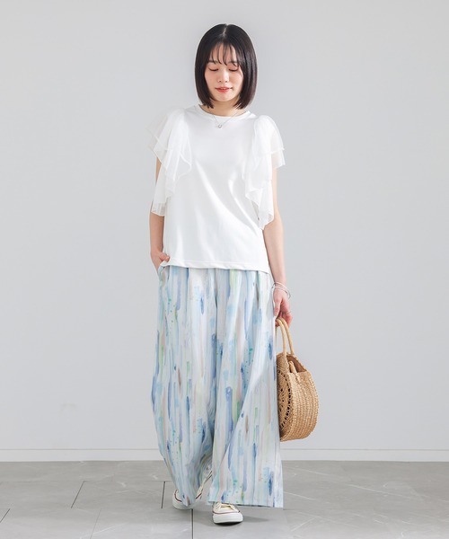 n'OrLABEL(ノアールレーベル)の「【接触冷感】水彩プリントワイドパンツ(その他パンツ・レディース・ライトブルー/ネイビー・2/1)」の6枚目の写真