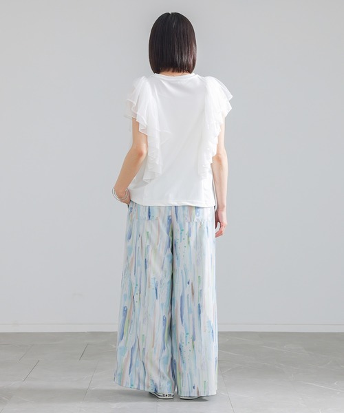 n'OrLABEL(ノアールレーベル)の「【接触冷感】水彩プリントワイドパンツ(その他パンツ・レディース・ライトブルー/ネイビー・2/1)」の9枚目の写真