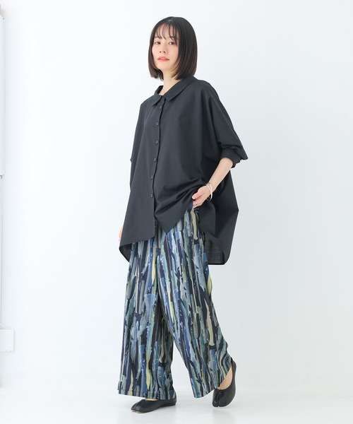 n'OrLABEL(ノアールレーベル)の「【接触冷感】水彩プリントワイドパンツ(その他パンツ・レディース・ライトブルー/ネイビー・2/1)」の16枚目の写真