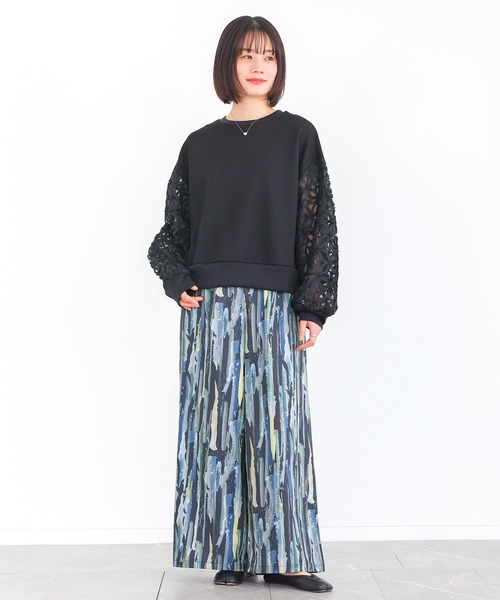 n'OrLABEL(ノアールレーベル)の「【接触冷感】水彩プリントワイドパンツ(その他パンツ・レディース・ライトブルー/ネイビー・2/1)」の18枚目の写真