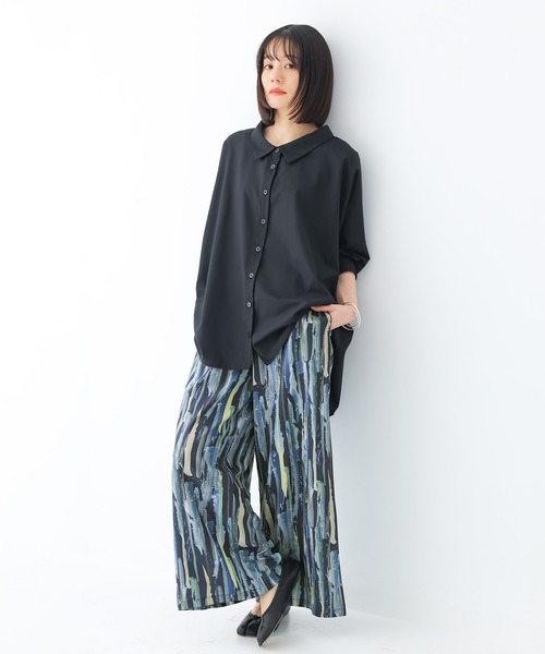 n'OrLABEL(ノアールレーベル)の「【接触冷感】水彩プリントワイドパンツ(その他パンツ・レディース・ライトブルー/ネイビー・2/1)」の19枚目の写真