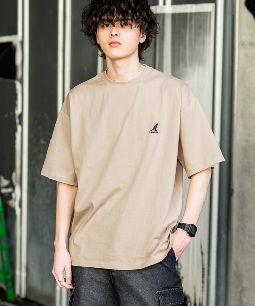 KANGOL(カンゴール)の「KANGOL オーバーサイズ別注コラボ接触冷感ワンポイントロゴ刺繍半袖Tシャツ(Tシャツ/カットソー・メンズ・ブラック/ベージュ/チャコール/ネイビー/ピンク/ホワイト・M/L/XL)」の5枚目の写真