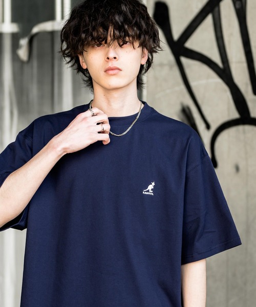 KANGOL(カンゴール)の「KANGOL オーバーサイズ別注コラボ接触冷感ワンポイントロゴ刺繍半袖Tシャツ(Tシャツ/カットソー・メンズ・ブラック/ベージュ/チャコール/ネイビー/ピンク/ホワイト・M/L/XL)」の6枚目の写真