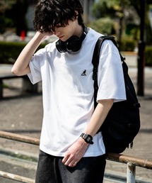KANGOL（カンゴール）の「KANGOL オーバーサイズ別注コラボ接触冷感ワンポイントロゴ刺繍半袖Tシャツ（Tシャツ/カットソー）」