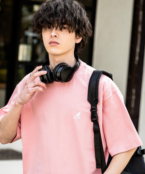 KANGOL Oversize Collar Cold‑Touch One Point Logo刺繍 полуреглан‑футболка