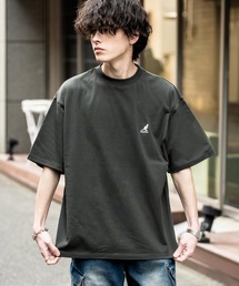 KANGOL（カンゴール）の「KANGOL オーバーサイズ別注コラボ接触冷感ワンポイントロゴ刺繍半袖Tシャツ（Tシャツ/カットソー）」