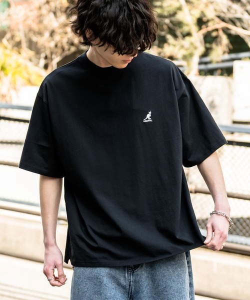 KANGOL(カンゴール)の「KANGOL オーバーサイズ別注コラボ接触冷感ワンポイントロゴ刺繍半袖Tシャツ(Tシャツ/カットソー・メンズ・ブラック/ベージュ/チャコール/ネイビー/ピンク/ホワイト・M/L/XL)」の3枚目の写真