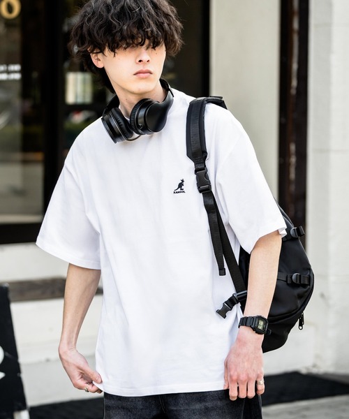 KANGOL(カンゴール)の「KANGOL オーバーサイズ別注コラボ接触冷感ワンポイントロゴ刺繍半袖Tシャツ(Tシャツ/カットソー・メンズ・ブラック/ベージュ/チャコール/ネイビー/ピンク/ホワイト・M/L/XL)」の7枚目の写真