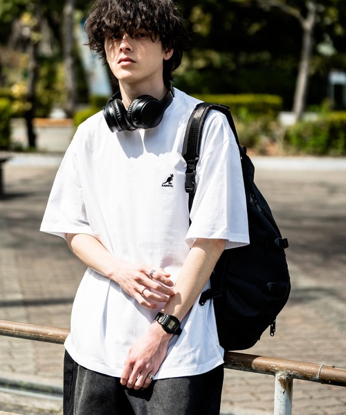 KANGOL(カンゴール)の「KANGOL オーバーサイズ別注コラボ接触冷感ワンポイントロゴ刺繍半袖Tシャツ(Tシャツ/カットソー・メンズ・ブラック/ベージュ/チャコール/ネイビー/ピンク/ホワイト・M/L/XL)」の8枚目の写真