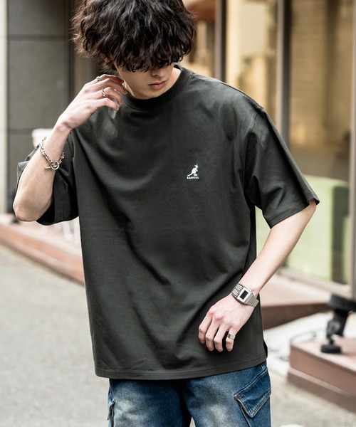 KANGOL(カンゴール)の「KANGOL オーバーサイズ別注コラボ接触冷感ワンポイントロゴ刺繍半袖Tシャツ(Tシャツ/カットソー・メンズ・ブラック/ベージュ/チャコール/ネイビー/ピンク/ホワイト・M/L/XL)」の21枚目の写真