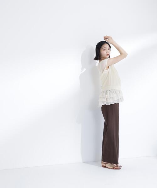 NATURAL BEAUTY BASIC(ナチュラルビューティーベーシック)の「ニットセットティアードキャミ(ニット/セーター・レディース・ブラウン/ブルー/オフホワイト・フリ-)」の5枚目の写真