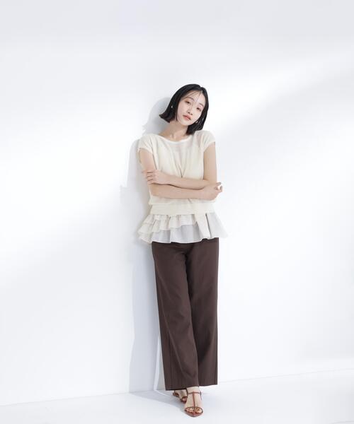 NATURAL BEAUTY BASIC(ナチュラルビューティーベーシック)の「ニットセットティアードキャミ(ニット/セーター・レディース・ブラウン/ブルー/オフホワイト・フリ-)」の7枚目の写真