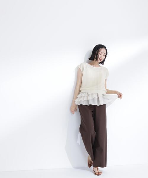 NATURAL BEAUTY BASIC(ナチュラルビューティーベーシック)の「ニットセットティアードキャミ(ニット/セーター・レディース・ブラウン/ブルー/オフホワイト・フリ-)」の9枚目の写真