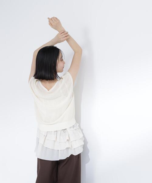 NATURAL BEAUTY BASIC(ナチュラルビューティーベーシック)の「ニットセットティアードキャミ(ニット/セーター・レディース・ブラウン/ブルー/オフホワイト・フリ-)」の10枚目の写真