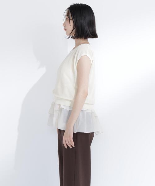 NATURAL BEAUTY BASIC(ナチュラルビューティーベーシック)の「ニットセットティアードキャミ(ニット/セーター・レディース・ブラウン/ブルー/オフホワイト・フリ-)」の12枚目の写真