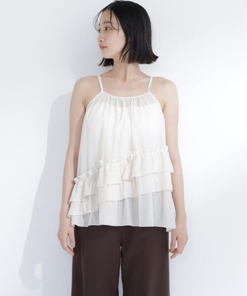 NATURAL BEAUTY BASIC(ナチュラルビューティーベーシック)の「ニットセットティアードキャミ(ニット/セーター・レディース・ブラウン/ブルー/オフホワイト・フリ-)」の14枚目の写真