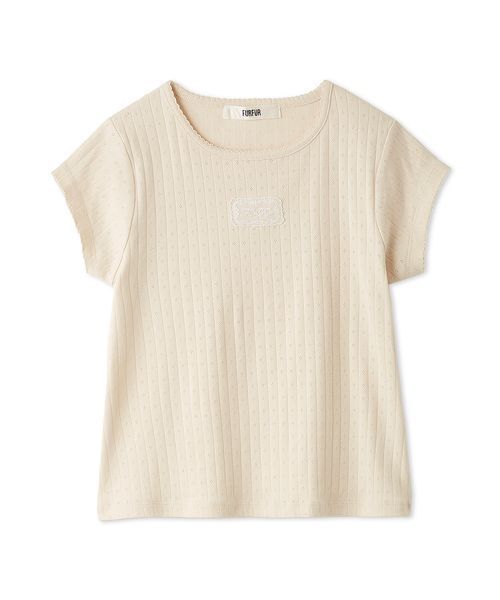FURFUR(ファーファー)の「【WEB限定カラー】レースワッペンコンパクトTシャツ(Tシャツ/カットソー・レディース・ホワイト/レッド/ピンク/アイボリー/ブラック・F)」の3枚目の写真