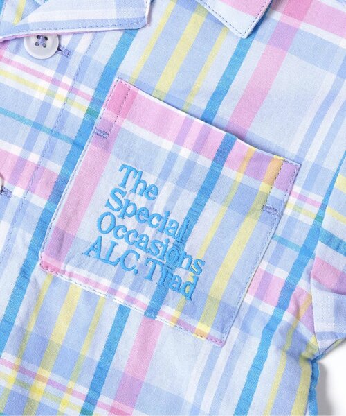 apres les cours(アプレレクール)の「【リンク】チェック・トロピカルセットアップ(セットアップ・キッズ・オレンジ/ブルー・110/100/90/80/130/120)」の8枚目の写真
