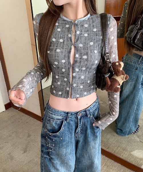 SHEENA(シーナ)の「ドット柄サマーカーディガン(カーディガン/ボレロ・レディース・グレー・M)」の9枚目の写真