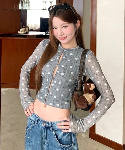 SHEENA(シーナ)の「ドット柄サマーカーディガン(カーディガン/ボレロ・レディース・グレー・M)」の10枚目の写真
