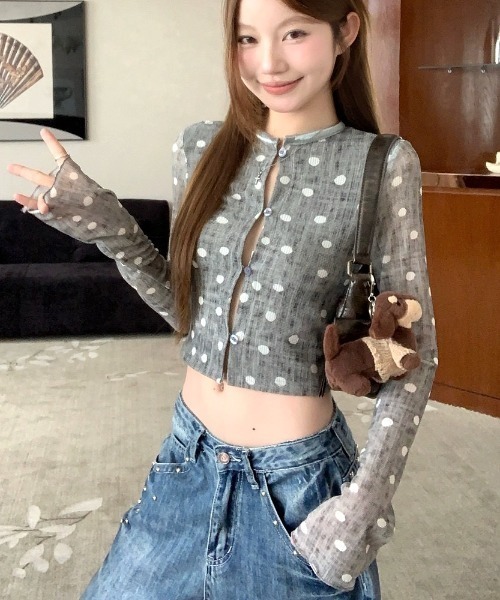 SHEENA(シーナ)の「ドット柄サマーカーディガン(カーディガン/ボレロ・レディース・グレー・M)」の11枚目の写真