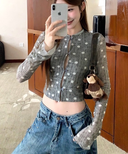 SHEENA(シーナ)の「ドット柄サマーカーディガン(カーディガン/ボレロ・レディース・グレー・M)」の12枚目の写真