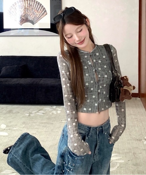SHEENA(シーナ)の「ドット柄サマーカーディガン(カーディガン/ボレロ・レディース・グレー・M)」の13枚目の写真