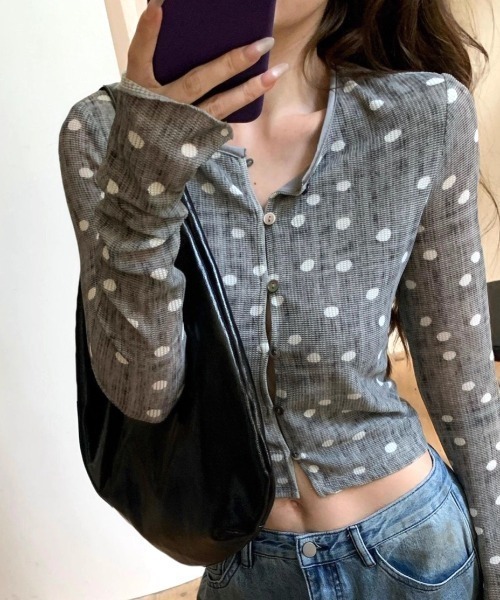 SHEENA(シーナ)の「ドット柄サマーカーディガン(カーディガン/ボレロ・レディース・グレー・M)」の17枚目の写真