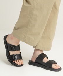 CALLNE】Real Leather Squaretoe Gluca Heelsandal / 本革スクエアトゥ