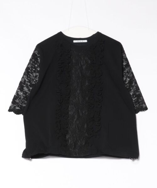 H.A.K(ハク)の「ヴィンテージラッセルレース+サイロプレミアム天竺フリルカットソー(Tシャツ/カットソー・レディース・ブラック/ベージュ・FREE)」の2枚目の写真
