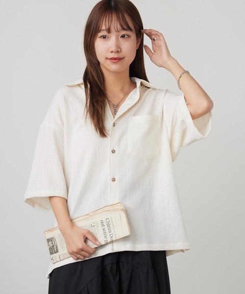 ROOPTOKYO(ループトウキョウ)の「楊柳半袖シャツ 2026年 夏 夏服(シャツ/ブラウス・メンズ・ホワイト/ブラック/カーキ・M/L)」の2枚目の写真