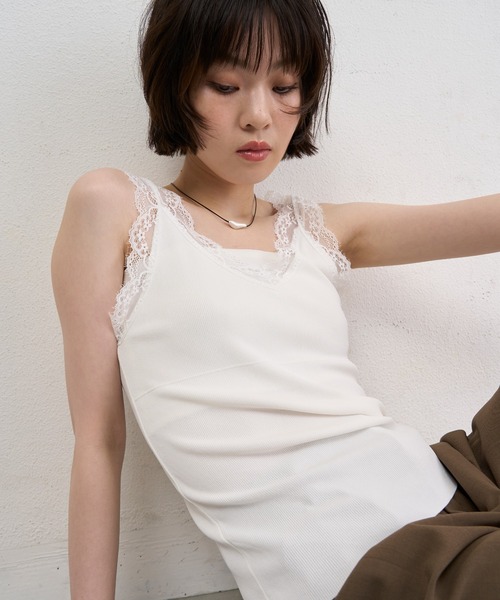 セール】Lace Trim Sleeveless Top / レーストリムスリーブレス