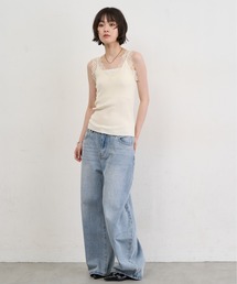 Lace Trim Sleeveless Top / レーストリムスリーブレストップス