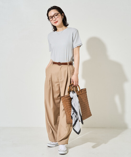 FREAK'S STORE(フリークスストア)の「限定展開 <抗菌防臭・接触冷感>MINT(ミント) テレコ メロー 半袖 Tシャツ(Tシャツ/カットソー・レディース・ネイビー/オレンジ/モカ/ライトグレー/ナチュラル/ブラック・フリ-)」の7枚目の写真