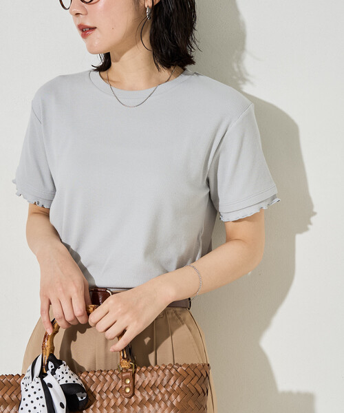 FREAK'S STORE(フリークスストア)の「限定展開 <抗菌防臭・接触冷感>MINT(ミント) テレコ メロー 半袖 Tシャツ(Tシャツ/カットソー・レディース・ネイビー/オレンジ/モカ/ライトグレー/ナチュラル/ブラック・フリ-)」の10枚目の写真