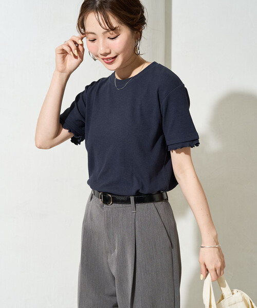 FREAK'S STORE(フリークスストア)の「限定展開 <抗菌防臭・接触冷感>MINT(ミント) テレコ メロー 半袖 Tシャツ(Tシャツ/カットソー・レディース・ネイビー/オレンジ/モカ/ライトグレー/ナチュラル/ブラック・フリ-)」の15枚目の写真