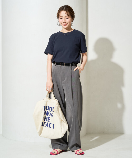 FREAK'S STORE(フリークスストア)の「限定展開 <抗菌防臭・接触冷感>MINT(ミント) テレコ メロー 半袖 Tシャツ(Tシャツ/カットソー・レディース・ネイビー/オレンジ/モカ/ライトグレー/ナチュラル/ブラック・フリ-)」の16枚目の写真
