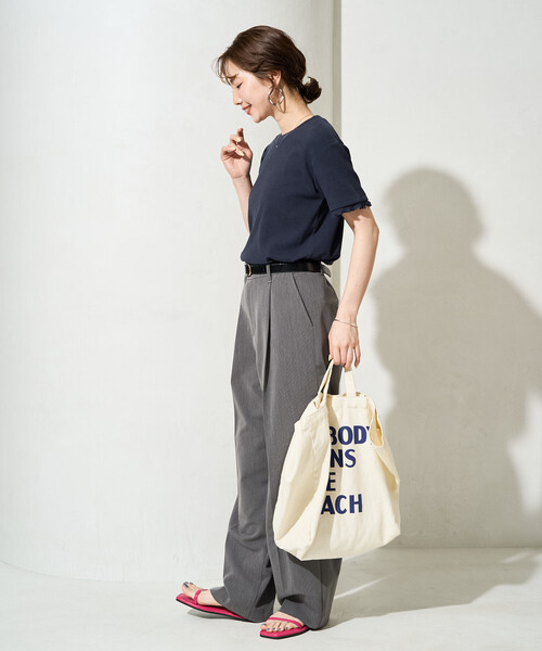 FREAK'S STORE(フリークスストア)の「限定展開 <抗菌防臭・接触冷感>MINT(ミント) テレコ メロー 半袖 Tシャツ(Tシャツ/カットソー・レディース・ネイビー/オレンジ/モカ/ライトグレー/ナチュラル/ブラック・フリ-)」の17枚目の写真